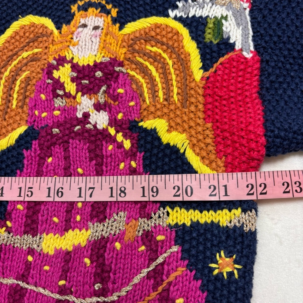 Cardigan Bay Vintage Angel Pattern Knitted by Hand Cardigan Christmas  Sweater L - Picture 8 of 12